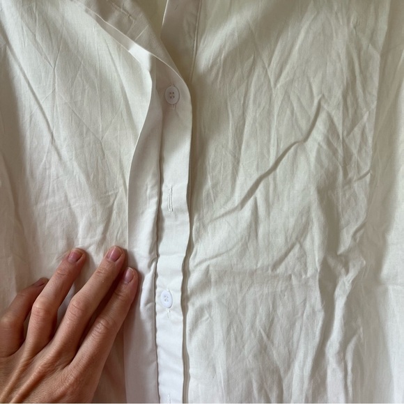 SHEIN Women’s White Long Sleeve Collared Button Down Shirt Small 100% Cotton - Picture 6 of 11